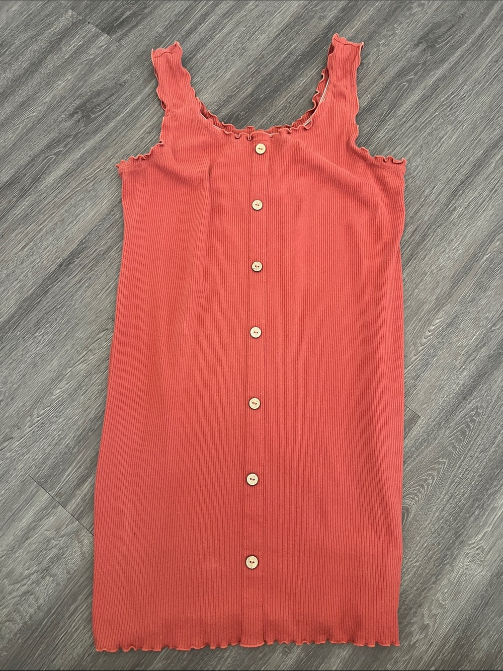 NOBO Ribbed Sleeveless Button-Front Midi Dress in Coral-Coral